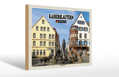 Produktbild von Holzschild Städte Kaiserslautern Kaiserbrunnen 30x20cm