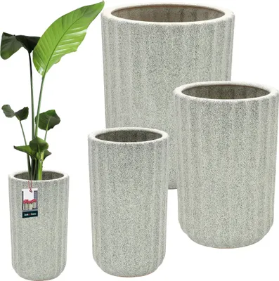 Immagine prodotto di KOTARBAU® Set di 3 vasi da fiori in Vetroceramica ⌀ 19 cm H: 41 cm / ⌀ 25 cm H: 44 cm / ⌀ 31 cm H: 47 cm Fioriera verde oliva Vaso da fiori Vaso da fiori in Vetroceramica Vaso da fiori in Vetroceramica Vaso da fiori in Vetroceramica Vaso da fiori in Vetroceramica per piante da interno