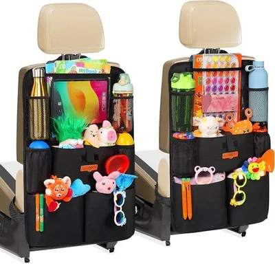 Produktbild von Famanu Autositzen-Organizer mit Rückbank-Schutz, 8 Fächern und Tablet-Halter bis 11 Zoll, wasserabweisend für Kinder