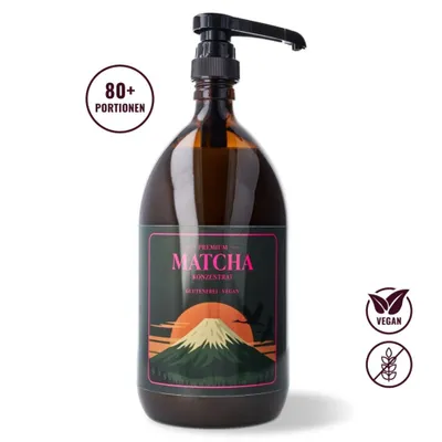 Produktbild von Rowdy - Matcha Konzentrat 1L mit Dosierpumpe I Matcha Latte fertig in 10 Sekunden | 80 Portionen | Für Matcha Latte, Iced Matcha & Smoothies | Vegan