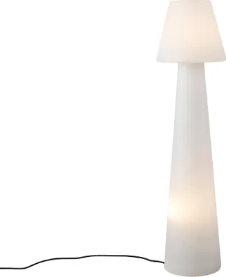Produktbild von Qazqa Modern außen Stehleuchte, Stehlampe für den Garten - Katrijn - Weiß, max. 23W, Geeignet für LED, 110cm, IP44, Rund, 2-flammig