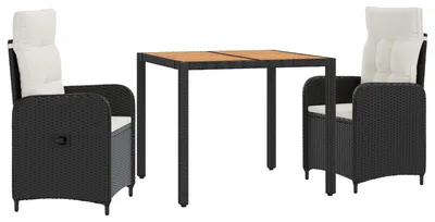 Produktbild von vidaXL Outdoortisch-Set 3 stk. Schwarz und Cremeweiß