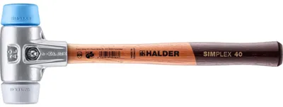 Produktbild von HALDER SIMPLEX Schonhammer Ø 40 mm TPE-soft blau / TPE-mid grau mit Aluminiumgehäuse