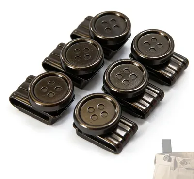 Klemknöpfe für Hosenträger, 8 Stück, schwarz, verstellbar, universal