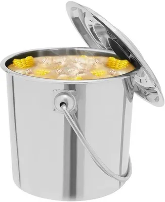 Produktbild von Eisbehälter mit Deckel – 6 Liter Fassungsvermögen – Edelstahl – Kücheneimer – runde Form