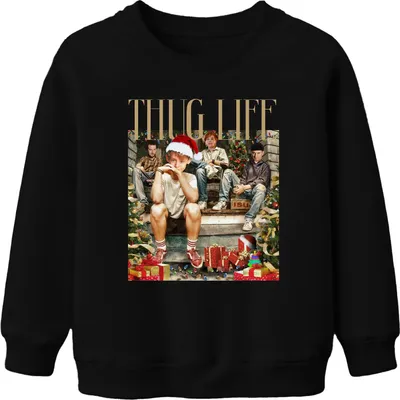 Produktbild von Thug Life Kevin Allein Zuhause Gangster Marv Harry Kate - Weihnachten Christmas Xmas Uni Kinder Weihnachtspullover, Schwarz, 104