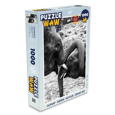 Obrázek produktu pro MuchoWow® Puzzle 1000 dílků Slon - Zvířata - Příroda - Černobílé - Hračky - Pro malé i velké - Hry - Puzzle