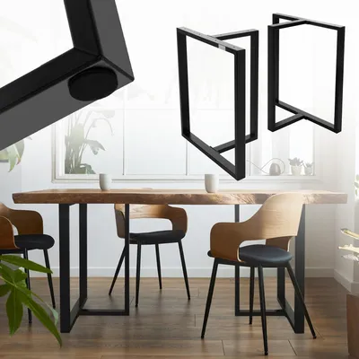 Obrázok produktu pre ML-Design sada 2 rámov na stôl Š60xV72 cm v tvare T, kov, čierna farba, priemyselný dizajn, podstavec na jedálenské stoly a písacie stoly, na projekty DIY