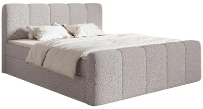 Produktbild von Selsey Cloudy II - Boxspringbett 160x200 cm, mit Bettkästen und Topper, Bouclé Taupe