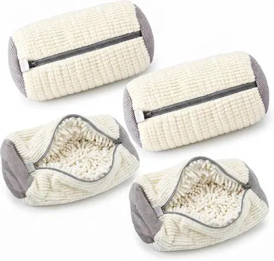 Produktbild von JMIATRY, 4 Stück Wäschebeutel für die Waschmaschine, weiß, 39 x 19 cm
