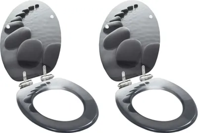 Produktbild von Toilettensitze 2 Stk. mit Soft-Close-Deckel MDF Stein-Design , WC-Sitze Design 2024