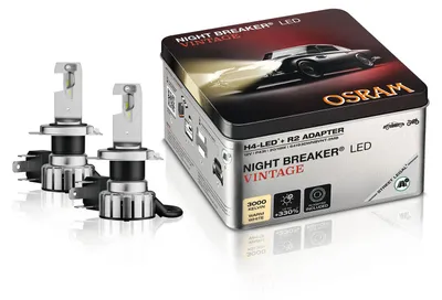 Produktbild von Night Breaker LED Vintage H4 mit R2 Adapter 64193DWNBVNT-2MB