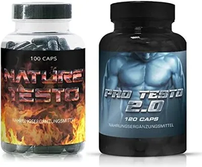 Produktbild von Pro Testo und Nature Testo Doppelpack mit 220 Kapseln Ausdauer Kraft Muskelaufbau Testosteron