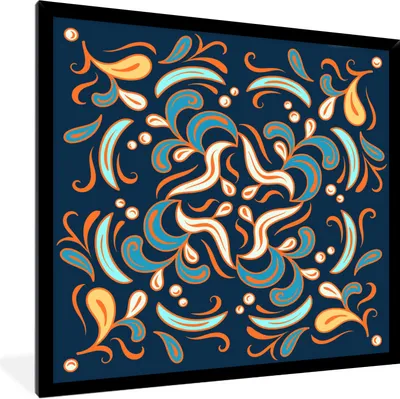 Produktbild von MuchoWow® Gerahmtes Poster Blätter - Farben - Muster 40x40 cm - Poster mit Schwarzem Bilderrahmen Wandposter Rahmen Foto Bilder - Mit Rahmen - Wanddekoration Schlafzimmer
