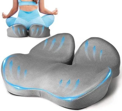 Obrázok produktu pre Unyqoos® Ergonomická sedacia podložka – U-tvarovaná vankúšik z pamäťovej peny na odľahčenie kostrče a podporu správneho držania tela, snímateľný a umývateľný poťah, protišmyková základňa