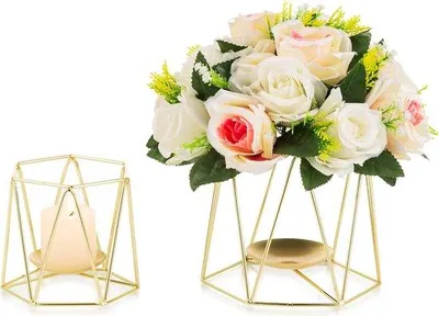 Produktbild von Famanu Kerzenständer Set - 2 geometrische Teelichthalter aus Metall