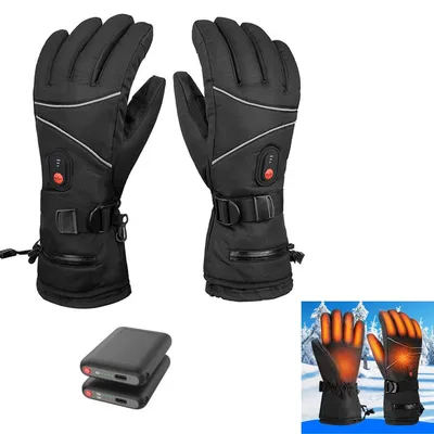 Produktbild von Beheizte Handschuhe Herren Damen Schwarz, Beheizbare Handschuhe mit Batterieboxen,3 Heiztemperatur Einstellbare Für Radfahren, Wandern,5000 mAh