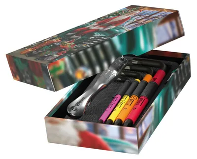 Produktbild von Wera Tool-Card Hex-Plus Christmas 2026 Winkelschlüssel Set mit Flaschenöffner 6-tlg.