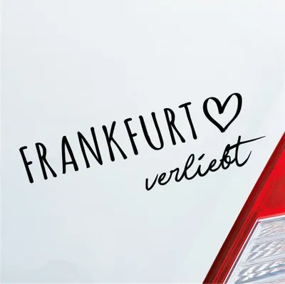 Produktbild von Auto Aufkleber Frankfurt verliebt Herz Stadt Heimat Liebe Car 19x6 cm Schwarz Glanz Sticker Heckscheibenaufkleber