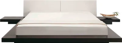 Zdjęcie produktu dla BELIANI Łóżko wodne ze stelażem i akcesoriami jesion ciemny 180 x 200 cm zagłówek  styl japoński białe
