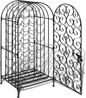 Produktbild von Schmiedeeisen Weinregal - 35 Flaschen Kapazität, schwarz, 44 x 38 x 100 cm, für Wohnzimmer und Keller Model240943