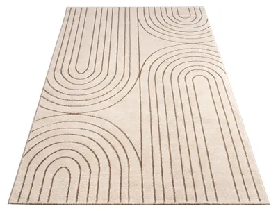 Produktbild von Paco Home Teppich Wohnzimmer Schlafzimmer Kurzflor Skandi Muster Bogen Motiv Waschbar 200x290 cm