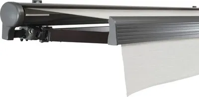 Produktbild von SOLUNA Halbkassettenmarkise Comfort 4x3 Dessin U190 Gestell DB703 dunkelgrau Antrieb links inkl.Motor, Sonnen und Windwä