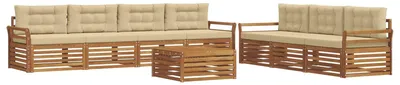 Imagen del producto de vidaXL Juego de sofás de exterior, 8 piezas, color natural y beige