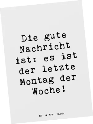 Produktbild von Mr. & Mrs. Panda Postkarte Spruch Hoffnung Montag - Weiß - Geschenk, einzelkarte, Inspiration, Grußkarte, Ansichtskarte, Träume, Motivation, Postkarten, Gefühl, Lächeln