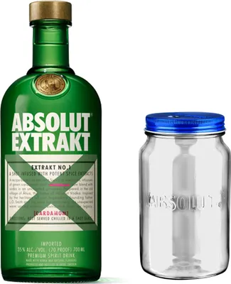 Produktbild von Absolut Vodka Extrakt Set mit Absolut Jar, schwedischer Premium Wodka, Kardamom-Extrakt, Spirituose, Shot, Alkohol, Flasche, 35%, 700 ml