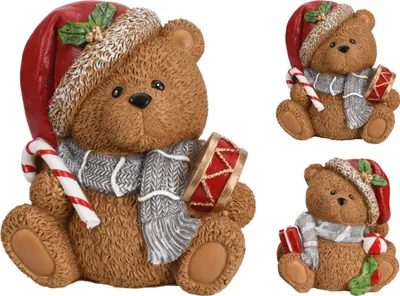 Produktbild von Weihnachtsfigur eines Teddybären mit Hut, Heimdekoration, 14,5 cm, 1 Stk.