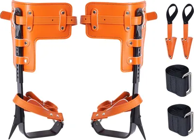 Image de SucceBuy-Pics à arbre, éperons d'escalade en acier allié, capacité de 350 livres, équipement d'élagage avec sangles et protections pour la chasse, la cueillette de fruits, orange