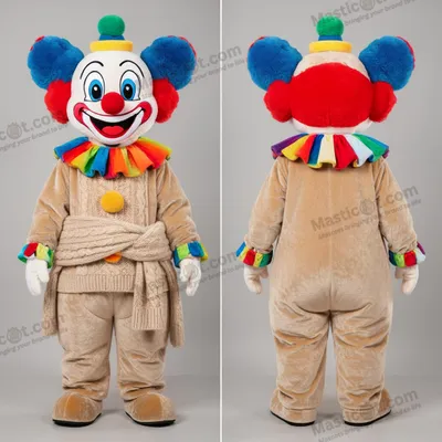 Productafbeelding van Glimlachende beige clown mascotte MASTICOT
