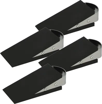 Produktbild von Westcott Türstopper in Keilform Schwarz 4 Stück | Gummi Türstopper mit Edelstahl Griff | Rutschfeste Unterfläche | Passend für alle Türen und Böden | 12cm x 5cm x 3cm | E-19000 00