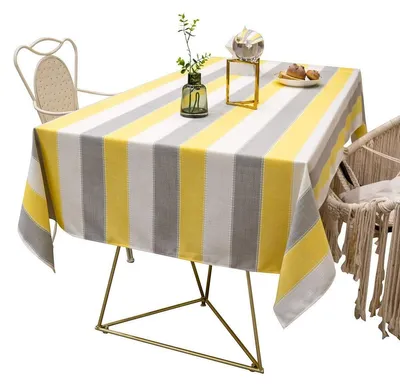 Productafbeelding van Polyester Tafelkleed - Bureau en Tafelbescherming - Geel - 135 x 135 cm