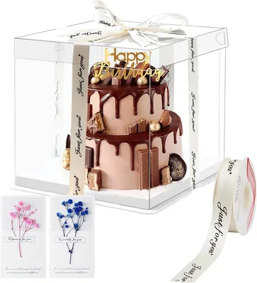 Imagen del producto de Caja transparente para pasteles, de 30x30x25 cm, reutilizable, ideal para pasteles y postres