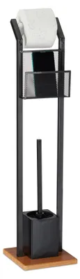 Produktbild von Toilettenbürstenhalter Toilettenbutler WC-Garnitur - Stabile Quadratfuß - 78 cm - Schwarz - Mit Aufbewahrungsfach