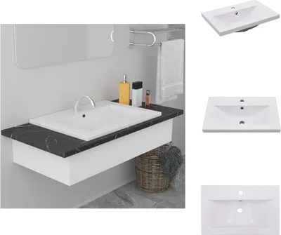Produktbild von vidaXL Einbauwaschbecken 61x39,5x18,5 cm Keramik Weiß - Badezimmer-Waschbecken