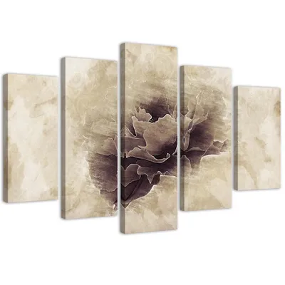 Produktbild von 5-teiliges leinwandbild eschenblüte 150x100 cm Feeby beige wandbild bereit zum aufhängen