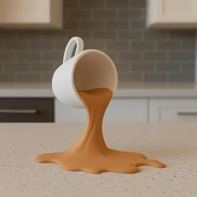 3D-gedruckte Kaffeeskulptur mit Schwebeeffekt, Modell 040-093 – Decords, Produktansicht 1