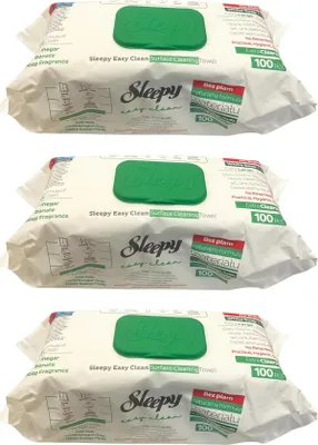 Produktbild von Sleepy Easy Clean Oberflächenreinigungstücher - Grün (3x 100 Tücher)