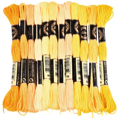 Stickgarn Bulk 12 Stränge gelb, Polyester, 96 m, Farbverlauf