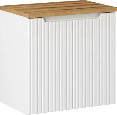 Produktbild von Waschtischunterschrank 60cm, weiß und Eiche, NEWPORT-56-WHITE