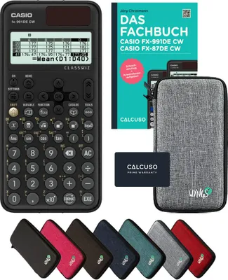Produktbild von Casio fx-991DE CW inkl. Schutztasche Hellgrau & Fachbuch (160 Seiten, DIN A5) – Wissenschaftlicher Rechner – Smart Set