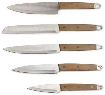 Produktbild von Famanu Messerset 5-teilig - inklusive Kochmesser, Brotmesser, Küchenmesser, Schneidemesser und Büromesser