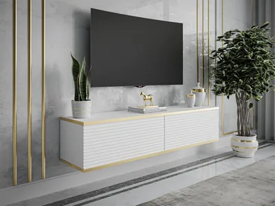 Obrázek produktu pro RTV OXFORD II šatní skříň 135 cm, bílá / bílá matná + zlatá
