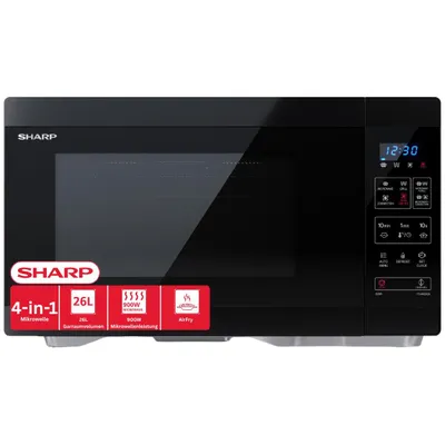 Produktbild von SHARP 4in1 Mikrowelle mit Grill & Heißluft YC-MA262AE-B, 26 L, 900 W, Air Fry, 25 Automatikprogramme, Schwarz