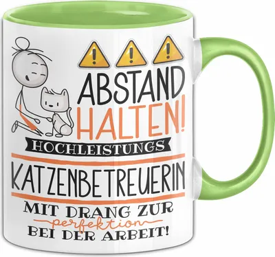 Produktbild von Katzenbetreuerin Tasse Geschenk Lustig Abstand Halten Hochleistungs-Katzenbetreuerin Mit Drang Zur Perfektion Bei Der Arbeit (Grün)