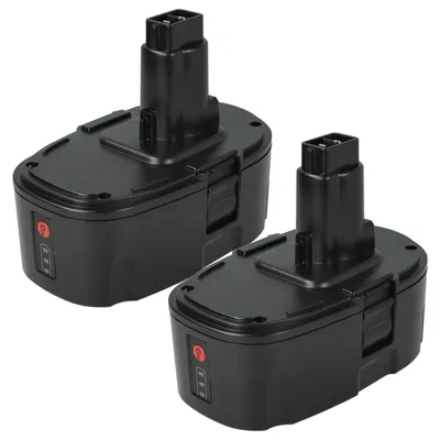 Produktbild von EXTENSILO 2x Akku kompatibel mit Dewalt DC385K, DC380N, DC380KB, DC385B, DC385, DC330KA, DC330K, DC380KA, DC330N Werkzeug (5000 mAh, Li-Ion, 18 V)