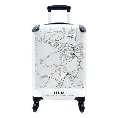 Produktbild von MuchoWow® Koffer Handgepäck Trolley Rollkoffer Kleine Reisekoffer mit 4 Rollen - Deutschland - Karte - Ulm - Stadtplan - Cabin Size < 55x40x23 cm & 55x40x20 cm - Fotokoffer - Kabinenkoffer - Boardgepäck - Reise-Box - Reisekoffer - Reisegepäck - Koffer mit Bild - Trolley für Kinder